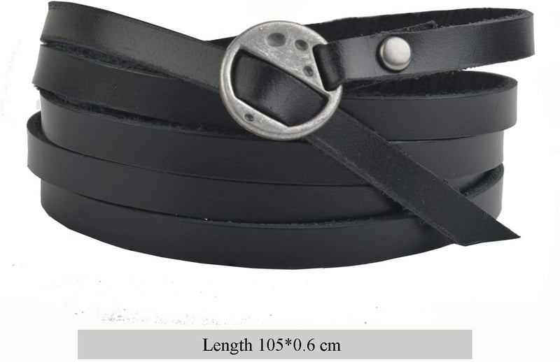 Rantanto Genuine Leather Wrap Bracelets Trendy Western Stackable Cuff Adjustable Boho Layered Bracelet Jewelry For Men Women - Image 2